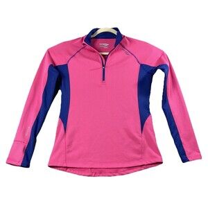 Saucony ViZiPro Running 1/4 Zip Lightweight Pink And Blue Size S Zip Pocket